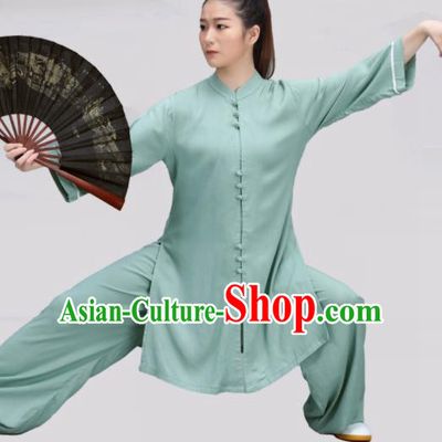 Chinese Traditional Martial Arts Green Costume Tai Ji Kung Fu Clothing for Women
