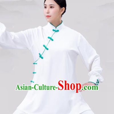 Traditional Chinese Martial Arts Competition White Costume Tai Ji Kung Fu Training Clothing for Women