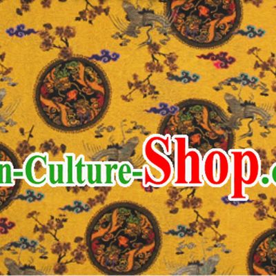 Ancient Palace Style 100% Pure Silk Round Dragon Pattern Fabric Chinese Royal Silk Fabrics