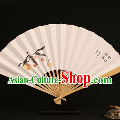 Chinese Traditional Ink Painting Hawthorn Paper Folding Fans Classical Accordion Handmade Fans for Women