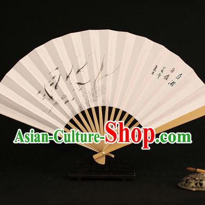 Chinese Traditional Ink Painting Fishes Paper Folding Fans Classical Accordion Handmade Fans for Women