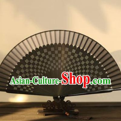 Chinese Traditional Handmade Black Fans Classical Folding Fans for Women