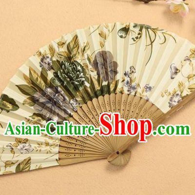 Chinese Traditional Folding Fans Classical Printing Peony Accordion Silk Fans for Women