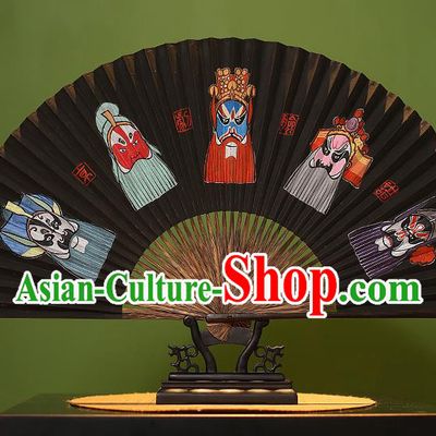 Chinese Traditional Handmade Bamboo Fans Classical Printing Beijing Opera Masks Folding Fans for Men