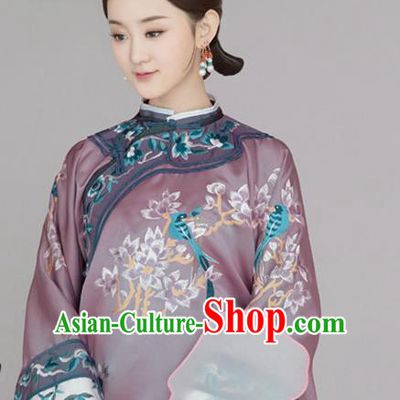 Chinese Ancient Imperial Consort Embroidered Dress Qing Dynasty Manchu Historical Costume for Women