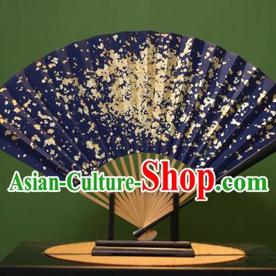 Chinese Traditional Handmade Golden Paillette Xuan Paper Fans Classical Folding Fans for Men