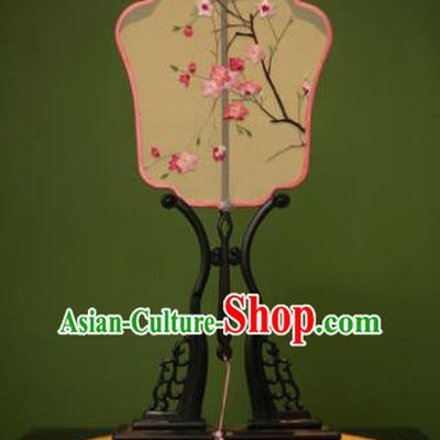 Handmade Chinese Traditional Embroidered Pink Flowers Silk Fans Classical Palace Fans for Women