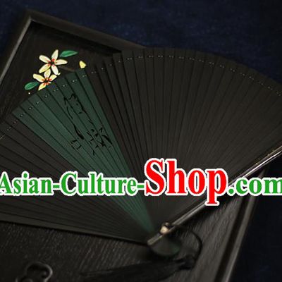 Chinese Handmade Carving Wolf Bamboo Fans Classical Accordion Traditional Folding Fans for Women