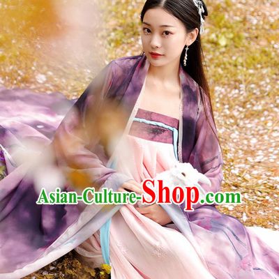 Chinese Ancient Goddess Peri Hanfu Dress Tang Dynasty Imperial Consort Historical Costume for Women