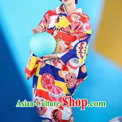 Japanese Traditional Handmade Red Kimono Dress Asian Japan Geisha Yukata Costume for Women