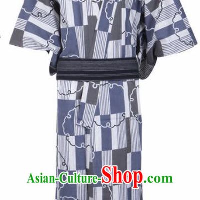 Japanese Traditional Samurai Printing Kimono Robe Asian Japan Handmade Warrior Yukata Costume for Men