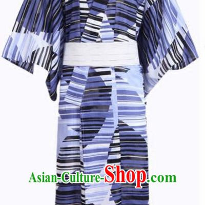 Traditional Japanese Samurai Purple Kimono Robe Asian Japan Handmade Warrior Yukata Costume for Men