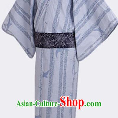 Traditional Japanese Samurai White Kimono Robe Asian Japan Handmade Warrior Yukata Costume for Men