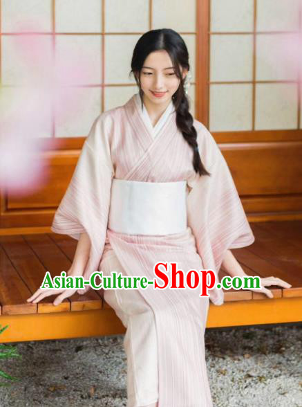 Japanese Traditional Handmade Pink Kimono Dress Asian Japan Geisha Yukata Costume for Women