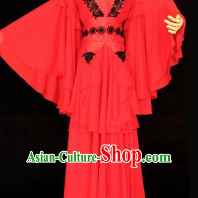Chinese Traditional Cosplay Peri Princess Costume Ancient Swordswoman Red Hanfu Dress for Women