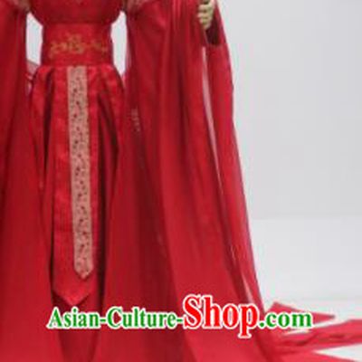 Chinese Traditional Cosplay Peri Princess Wedding Costume Ancient Swordswoman Red Hanfu Dress for Women
