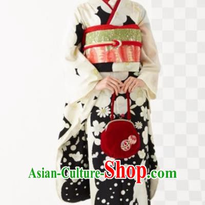 Japanese Traditional Handmade Furisode Kimono Dress Asian Japan Geisha Yukata Costume for Women