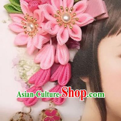 Japanese Traditional Kimono Hair Accessories Handmade Japan Geisha Pink Sakura Hair Claw for Women