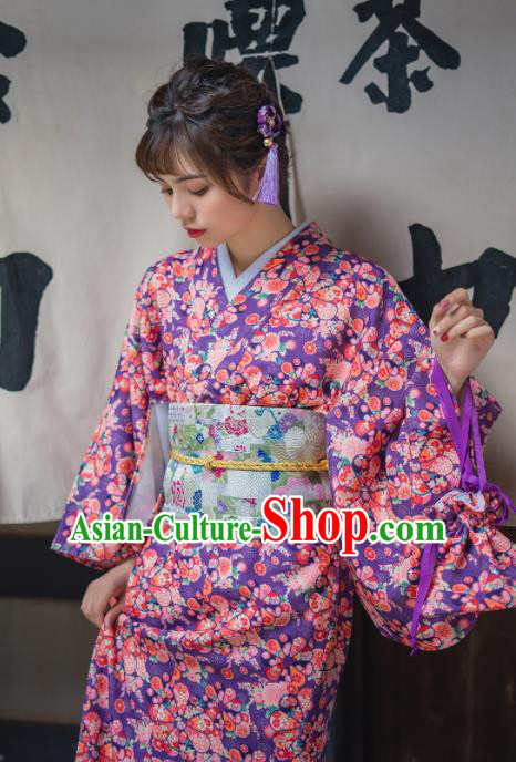 Handmade Japanese Traditional Costume Purple Furisode Kimono Dress Asian Japan Yukata for Women Handmade Japanese Traditional Costume Purple Furisode Kimono Dress Asian Japan Yukata for Women