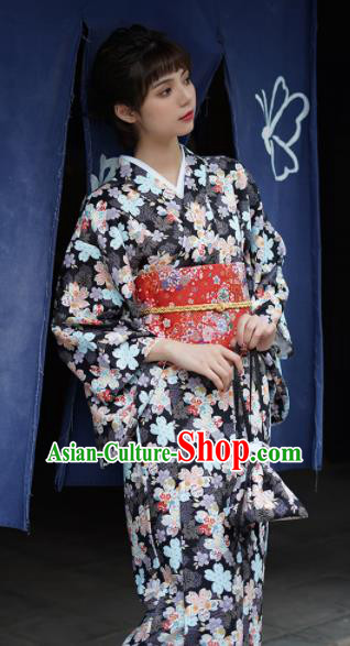 Handmade Japanese Traditional Costume Black Furisode Kimono Dress Asian Japan Yukata for Women Handmade Japanese Traditional Costume Black Furisode Kimono Dress Asian Japan Yukata for Women