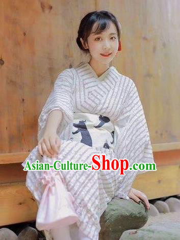 Japanese Traditional Costume White Linen Kimono Dress Asian Japan Yukata for Women Japanese Traditional Costume White Linen Kimono Dress Asian Japan Yukata for Women
