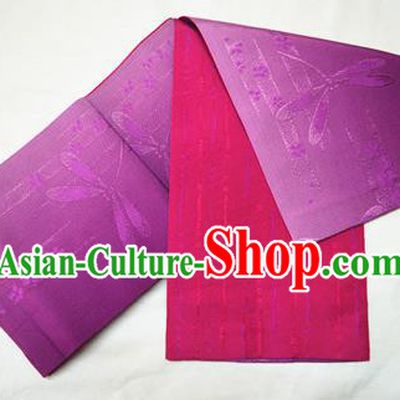 Japanese Traditional Kimono Purple Brocade Belts Asian Handmade Japan Geisha Yukata Waistband for Women