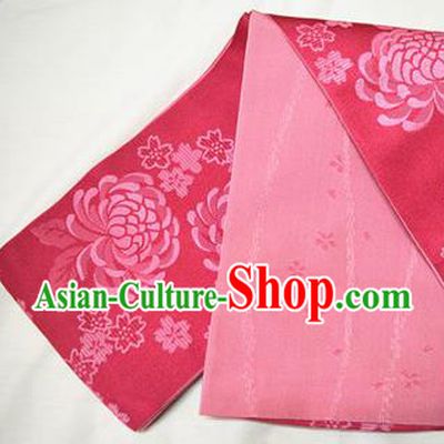 Japanese Traditional Kimono Rosy Brocade Belts Asian Handmade Japan Geisha Yukata Waistband for Women