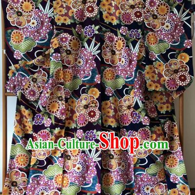 Japanese Traditional Costume Geisha Printing Sakura Bamboo Furisode Kimono Asian Japan Yukata Dress for Women