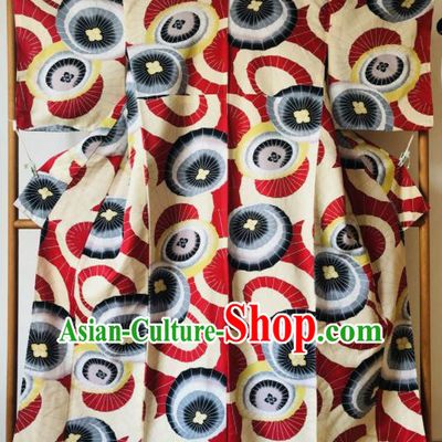 Japanese Traditional Costume Geisha Printing Furisode Kimono Asian Japan Yukata Dress for Women