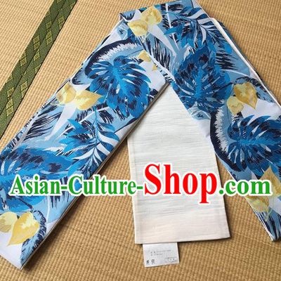 Japanese Traditional Kimono Printing Blue Belts Asian Handmade Japan Geisha Yukata Waistband for Women