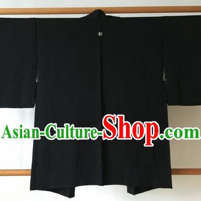 Traditional Japanese Samurai Haori Kimono Black Coat Asian Japan Handmade Warrior Yukata Costume for Men