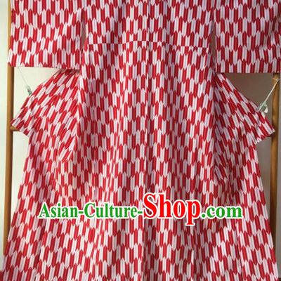Japanese Traditional Red Furisode Kimono Asian Japan Geisha Yukata Dress Costume for Women