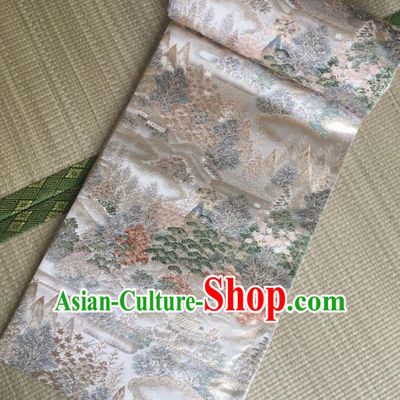 Japanese Traditional Yukata Court White Brocade Belts Asian Handmade Japan Geisha Kimono Waistband for Women