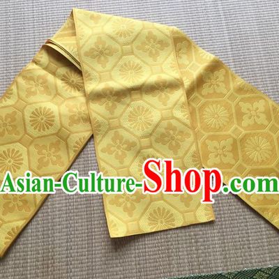 Japanese Traditional Court Yukata Classical Pattern Golden Brocade Belts Asian Handmade Japan Geisha Kimono Waistband for Women