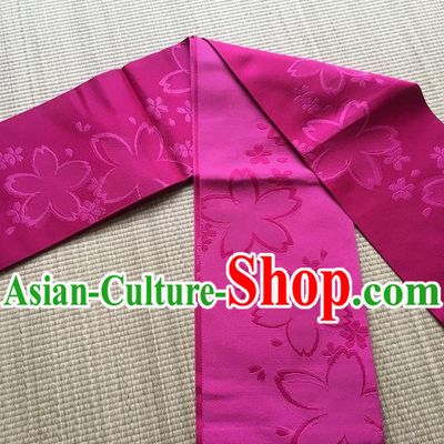 Japanese Traditional Court Yukata Classical Sakura Pattern Rosy Brocade Belts Asian Handmade Japan Geisha Kimono Waistband for Women