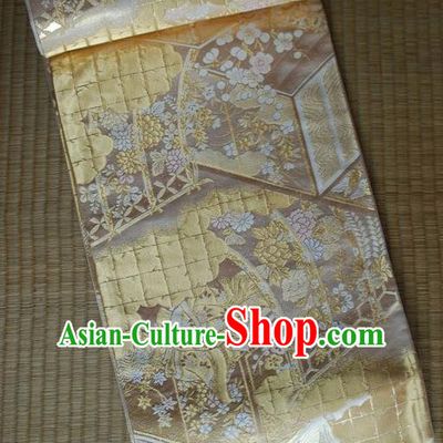 Japanese Traditional Court Yukata Embroidered Golden Silk Belts Asian Handmade Japan Geisha Kimono Brocade Waistband for Women