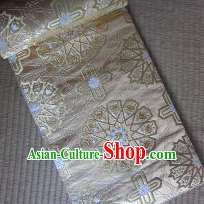 Japanese Traditional Court Yukata Light Golden Silk Belts Asian Handmade Japan Geisha Kimono Brocade Waistband for Women
