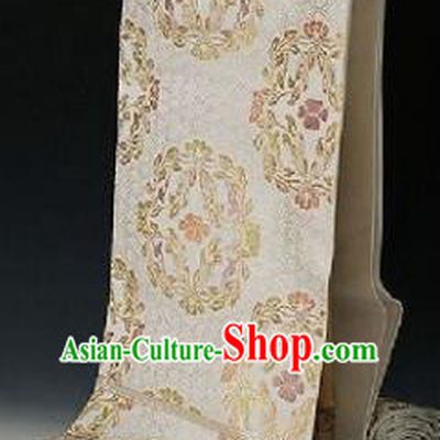 Japanese Traditional Embroidered White Silk Yukata Belts Asian Japan Court Handmade Geisha Kimono Brocade Waistband for Women