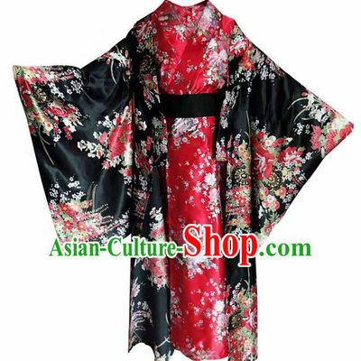 Japanese Traditional Courtesan Furisode Kimono Asian Japan Costume Geisha Yukata Dress for Women