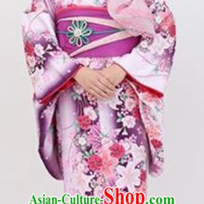 Japanese Traditional Printing Light Purple Kimono Asian Japan Costume Geisha Yukata Dress for Women