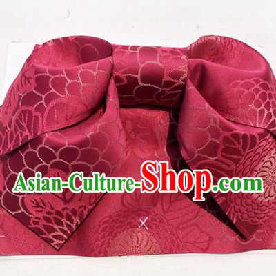 Japanese Traditional Red Bowknot Yukata Waistband Asian Japan Handmade Kimono Belts for Women