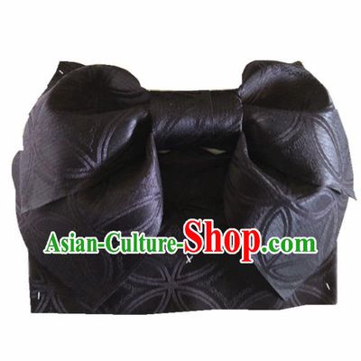 Japanese Traditional Black Bowknot Yukata Waistband Asian Japan Handmade Kimono Belts for Women