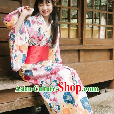 Traditional Japanese Classical Printing Kimono Asian Japan Costume Geisha Yukata Dress for Women