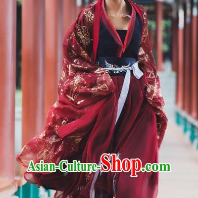 Ancient Chinese Tang Dynasty Princess Historical Costume Traditional Wedding Embroidered Hanfu Dress for Women