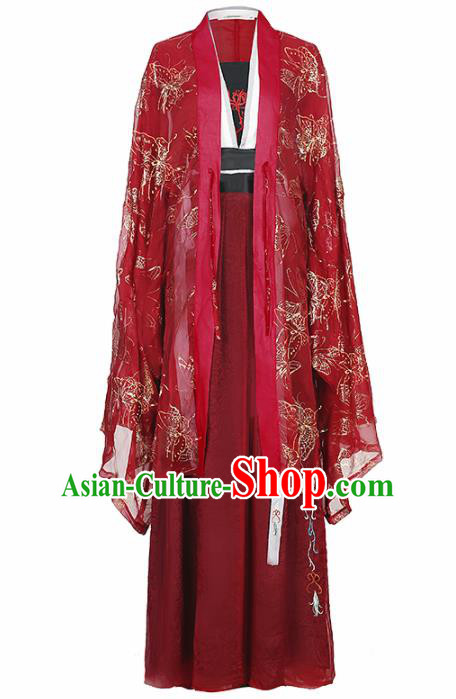 Ancient Chinese Tang Dynasty Wedding Historical Costume Traditional Court Princess Red Hanfu Dress for Women Ancient Chinese Tang Dynasty Wedding Historical Costume Traditional Court Princess Red Hanfu Dress for Women