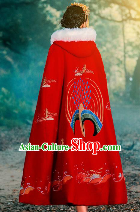 Ancient Chinese Ming Dynasty Historical Costume Traditional Palace Princess Embroidered Red Cloak for Women Ancient Chinese Ming Dynasty Historical Costume Traditional Palace Princess Embroidered Red Cloak for Women
