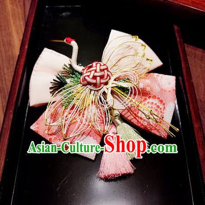 Japanese Traditional Geisha Kimono Hair Accessories Japan Yukata Crane Bowknot Hair Claws for Women