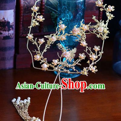 Traditional Chinese Ancient Crane Palace Fans Handmade Wedding Accessories Fans for Women