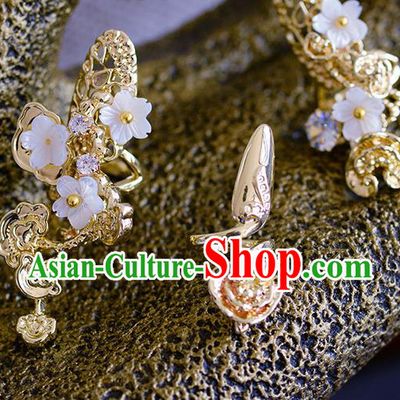 Traditional Chinese Ancient Palace Golden Nail Wrap Handmade Wedding Fingernail Accessories for Women