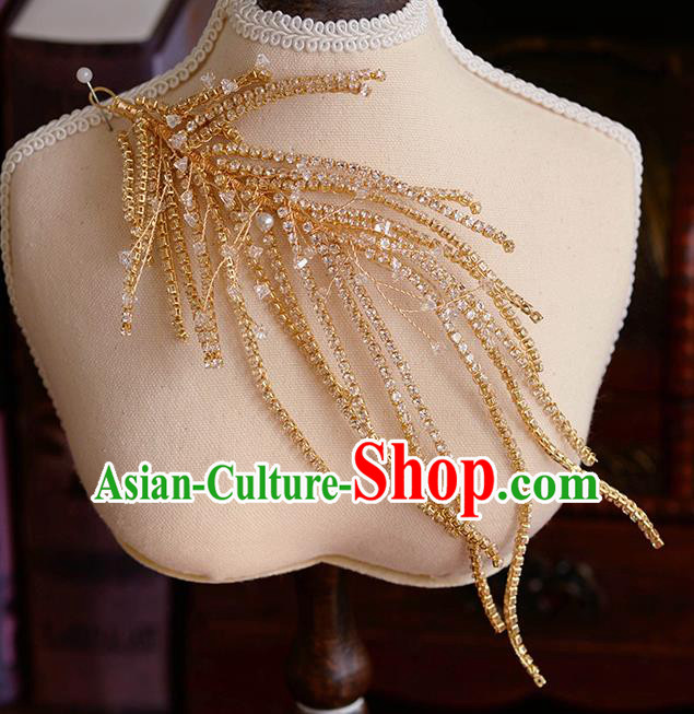 Handmade Wedding Hair Accessories Baroque Bride Golden Hair Stick for Women Handmade Wedding Hair Accessories Baroque Bride Golden Hair Stick for Women